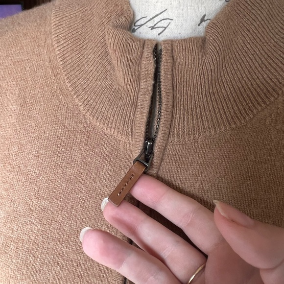 Men’s John W. Nordstrom 100% Cashmere tan half zip sweater vest. - Picture 13 of 16